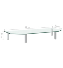 Support de moniteur 60x26x8,6 cm Verre transparent