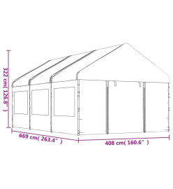 Belvédère avec toit blanc 6,69x4,08x3,22 m polyéthylène