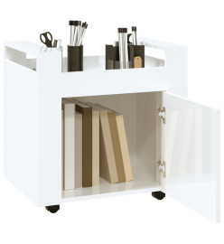 Chariot de bureau Blanc brillant 60x45x60 cm Bois d'ingénierie