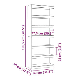 Bibliothèque/Séparateur de pièce 80x30x199,5 cm Pin massif