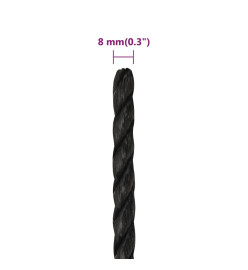 Corde de travail Noir 8 mm 25 m polypropylène