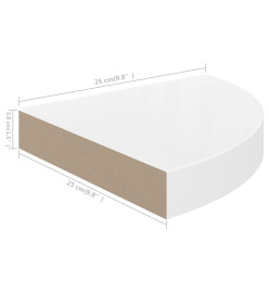 Étagères d'angle flottantes 4pcs Blanc brillant 25x25x3,8cm MDF