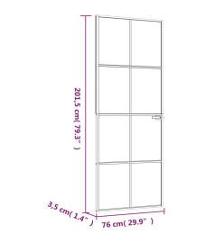 Porte d'intérieur Blanc 76x201,5 cm Trempé verre aluminium fin