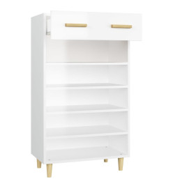 Armoire à chaussure Blanc brillant 60x35x105 cm Bois ingénierie