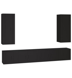 Ensemble de meubles TV 6 pcs Noir Bois d'ingénierie