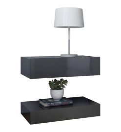 Tables de chevet 2 pcs Gris brillant 60x35 cm Aggloméré