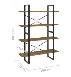 Bibliothèque à 4 niveaux Marron 100x30x140cm Bois de pin massif