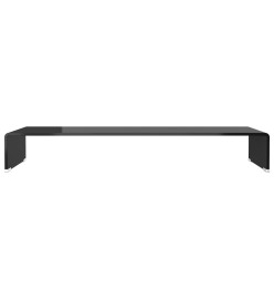 Meuble TV/ Support pour moniteur 90 x 30 x 13 cm Verre Noir