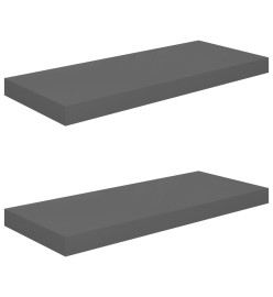 Étagère murale flottante 2 pcs Gris brillant 60x23,5x3,8 cm MDF