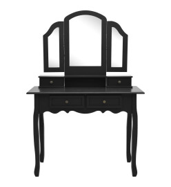 Ensemble de coiffeuse et tabouret Noir 100x40x146 cm Paulownia