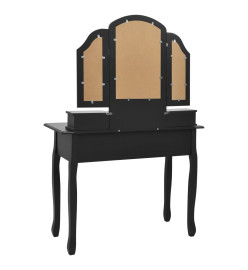 Ensemble de coiffeuse et tabouret Noir 100x40x146 cm Paulownia