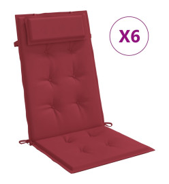 Coussins de chaise à dossier haut lot de 6 rouge bordeaux