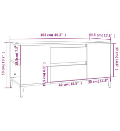 Meuble TV Noir 102x44,5x50 cm Bois d'ingénierie