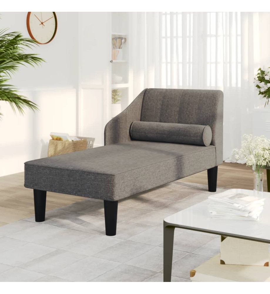 Chaise longue avec traversin gris foncé tissu