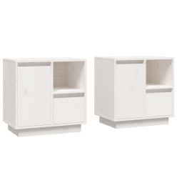 Tables de chevet 2 pcs Blanc 50x34x50 cm Bois de pin massif