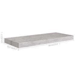 Étagères murales flottantes 2 pcs Gris béton 60x23,5x3,8 cm MDF