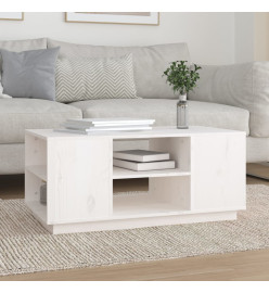 Table basse Blanc 90x49x40,5 cm Bois massif de pin