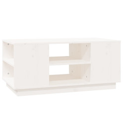 Table basse Blanc 90x49x40,5 cm Bois massif de pin