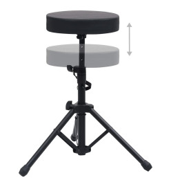 Tabouret à tambour réglable Noir Rond