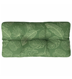 Coussin de palette motif de feuilles 80x40x12 cm tissu