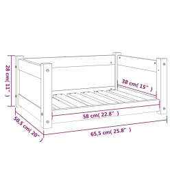 Lit pour chien Blanc 65,5x50,5x28 cm Bois de pin solide