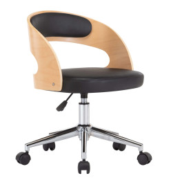 Chaise pivotante de bureau Noir Bois courbé et similicuir