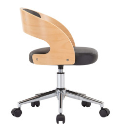 Chaise pivotante de bureau Noir Bois courbé et similicuir