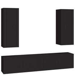 Ensemble de meubles TV 4 pcs Noir Bois d'ingénierie