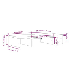 Support de moniteur Gris 60x24x10,5 cm Bois de pin solide