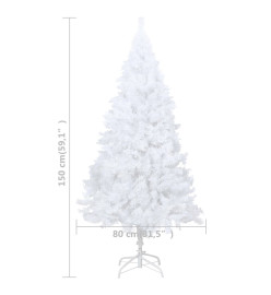 Arbre de Noël artificiel avec branches épaisses blanc 150cm PVC