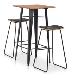 Mobilier de bar 3 pcs Acier Noir