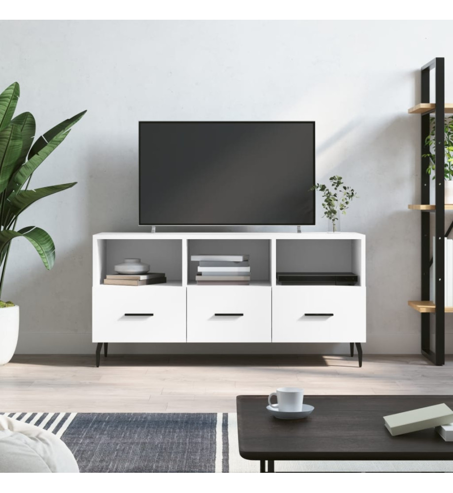 Meuble TV blanc 102x36x50 cm bois d'ingénierie