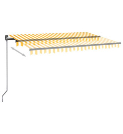 Auvent manuel rétractable avec LED 400x350 cm Jaune et blanc