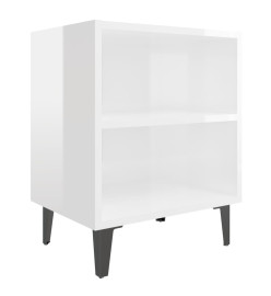 Tables de chevet pieds en métal 2 pcs Blanc brillant 40x30x50cm