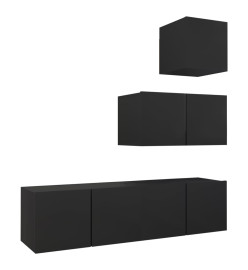 Ensemble de meuble TV 4 pcs Noir Aggloméré