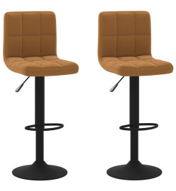 Tabourets de bar lot de 2 marron velours