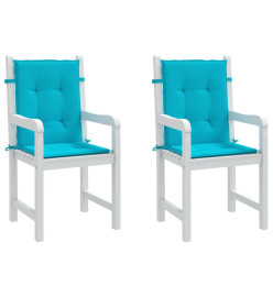 Coussins de chaise à dossier bas 2 pcs turquoise tissu