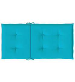 Coussins de chaise à dossier bas 2 pcs turquoise tissu