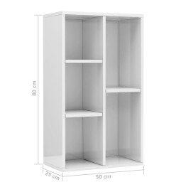 Bibliothèque/Buffet Blanc brillant 50x25x80 cm Aggloméré