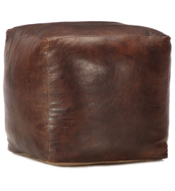 Pouf 40 x 40 x 40 cm Marron foncé Cuir véritable de chèvre