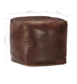 Pouf 40 x 40 x 40 cm Marron foncé Cuir véritable de chèvre