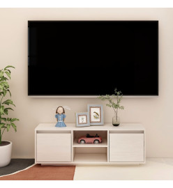 Meuble TV Blanc 110x30x40 cm Bois de pin massif