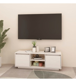 Meuble TV Blanc 110x30x40 cm Bois de pin massif