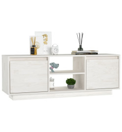 Meuble TV Blanc 110x30x40 cm Bois de pin massif