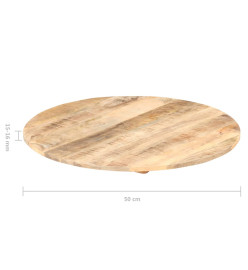 Dessus de table Bois de manguier solide Rond 15-16 mm 50 cm