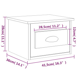 Table de chevet murale sonoma gris 41,5x36x28 cm