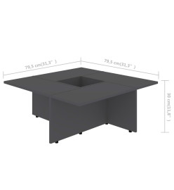 Table basse Gris 79,5x79,5x30 cm Aggloméré