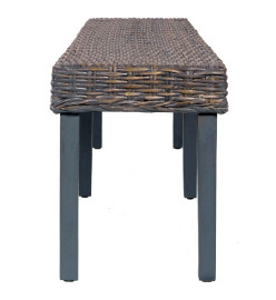 Banc 160 cm Gris Rotin naturel kubu et bois de manguier massif