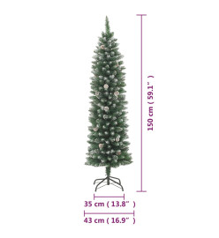 Sapin de Noël artificiel mince avec support 150 cm PVC