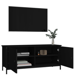 Meuble TV avec portes noir 102x35x45 cm bois d'ingénierie